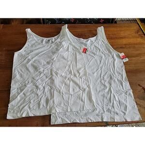 2 Jilla Women's Soft Seamless White Tank Top Nylon Spandex Comfy size 3X